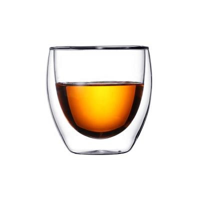 China 200ML Double Wall Cappuccino Glass Cups Eco - Friendly Transparent Eco - Friendly for sale