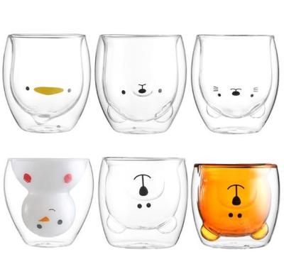 China Hot Selling Borosilicate Coffee Personality Latte Mug Water Beer Mug Creative Snowman Double Wall Mug for sale