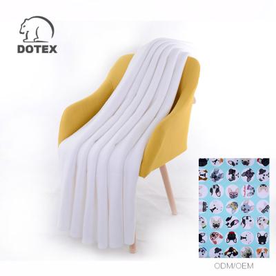 China Super Soft WHITE 100% Polyester Two Layer Custom Printed Thick Sherpa Throw Warm Fleece Blanket for sale