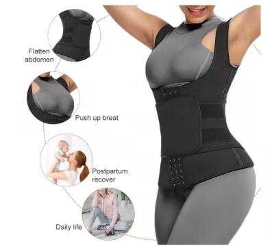 China Logo Women Slim Gym Wear Custom Made Breathable Tops Adjustable Hooks Tummy Control Women Sweat Waist Trainer Vest for sale