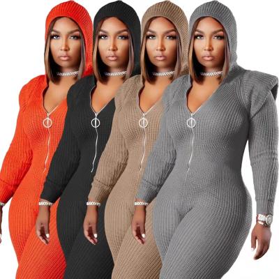 China New Arrivals Fashionable Women Viable Overalls With Hoodie Winter Clothes Knit Overalls Plus Size for sale