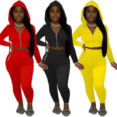 China Anti-pilling 2021 new arrivals fall clothing for women solid color hoodie set fashionable jogging suits leggings set women two piece set for sale