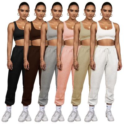 China Amazon Breathable Hot Selling Tank Top With Cotton Pants Two Piece Set Gym Clothing Sets Women Tracksuits For Women for sale