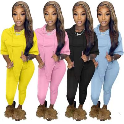 China Fashionable Autumn Women's Hoodie Set Clothing 2021 High Quality Breathable Woman Tops Workout Set Tracksuit Gym Joggers Suits for sale