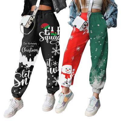 China 2022 New Arrivals Plus Size Women's Breathable Velvet Pants Christmas Pattern Sweater Joggers Sweatpants Girls Yoga Pants for sale