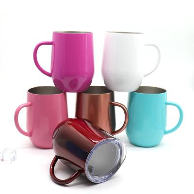 China Disposable 12oz Egg Shaped Double Wall Vacuum Beer Mug Insulated Wine Tumbler Stainless Steel Coffee Mug for sale