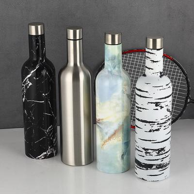 China Minimalist 18oz/25oz Double Walled Insulated Wine Canteen 304/316 Stainless Steel Red Wine Bottle With Logo for sale