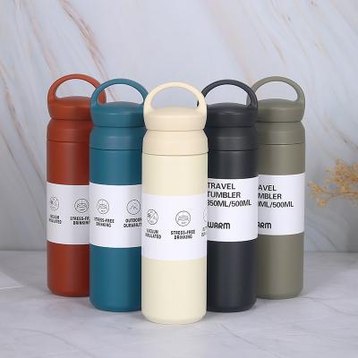 China PORTABLE 500ml Double Wall Stainless Steel Stocked Water Bottle With Straw Outdoor Insulated Handle Sport Bottle for sale