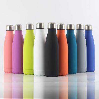 China PORTABLE Water Bottle Vacuum Flask Stainless Steel Vacuum Flasks and Thermos Double Wall Thermoses Paint Cola Shape Rubber Metal Wholesale for sale