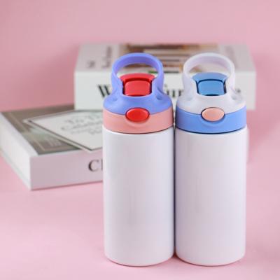 China Stainless Steel Lid Straw Bottle Double Wall Vacuum Student Outdoor Portable Creative Bounce Water Bottle With Hand for sale