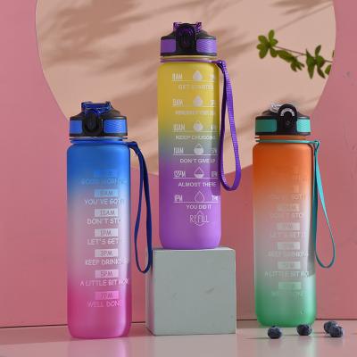 China Viable Custom Logo Time Marking Large 32oz 1000ml BPA Tritan Sports Free Plastic Water Bottle for sale