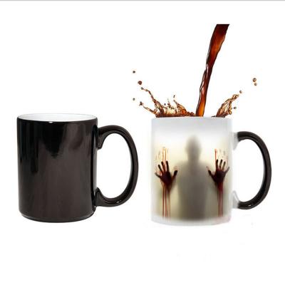 China Viable Hot Sale Mug Halloween Gift Ceramic Color Gradient Black / White Coffee Mug Spoof Ghost Mug for sale