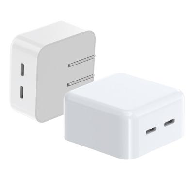 China Mobile Phone USA Plug 40W GaN Dual USB-C Wall Charger Fast Pad For iPhone 13 PD 3.0 USB Socket Charger Foldable Cube For iPhone iPad for sale