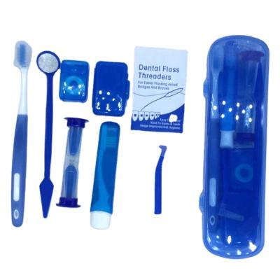 China Plastic Dental Kits 8Pcs/Set Orthodontic Oral Cleaning Care Whitening Tool Kit Brush Floss Wax Interdental Mirror for sale