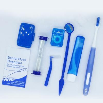 China Plastic Oral Hygiene Home Kit Travel Hygiene Kit 8pcs Dental Cleaning Kit for sale