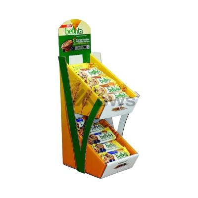 China Customized Style For You Custom Desktop Two Tier Food Corrugated Cardboard Box Small Product Candy Table Display Stand for sale