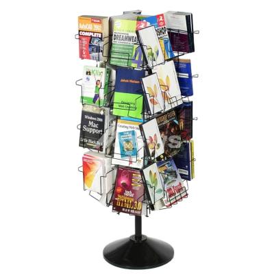 China Customized Style For You Advertising Equipment Book Retail Store Freestand Metal Wire Newspaper Revolving Greeting Card Magazine Display Racks for sale