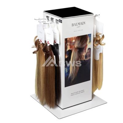 China Customized style for you best-selling hair extension display rack acrylic floor hair display rack stand with hooks for sale