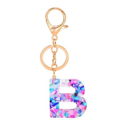 China Wholesale Fashion Simple Resin Key Chain 26 Letters Form DIY Key Chain With Keychain for sale