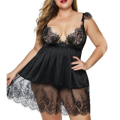 China Sexy Perspective Lace Strap Fun Hanging Nightgowns Sexy Mature Woman Lingerie Oversized Girls for sale