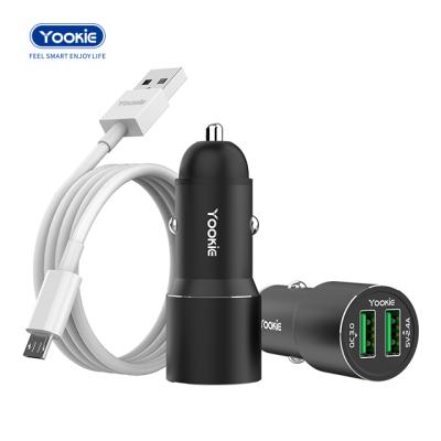 China OEM 3.0A Qualcomm Phone Charger 2 USB Car Charger 3.0 Portable Quick Left Fast Car Charger Dual Smart Match USB Charging for sale