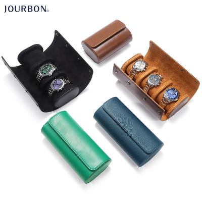 China Jourbon Packaging Factory Custom 3 Watch Case Storage Creative Leather Organizer With Custom Logo for sale