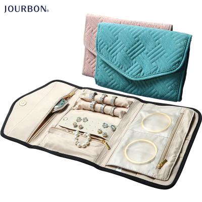 China Foldable Polyester Jewelry Case Bag for Necklace Earrings Rings Bracelet Hanging Travel Jewelry Organizer for sale