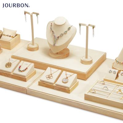 China Wholesale Jourbon Wooden Necklace Jewelry Display Props High Quality Necklace Display Stand Pendants Display Stand for sale