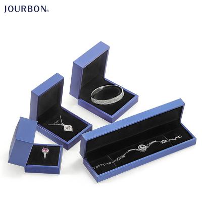 China Custom Luxury PU Leather/Plush Necklace Jourbon Logo Design Jewelry Box Packaging Watch Box Set Jewelry Boxes For Ring Earring Bangle for sale