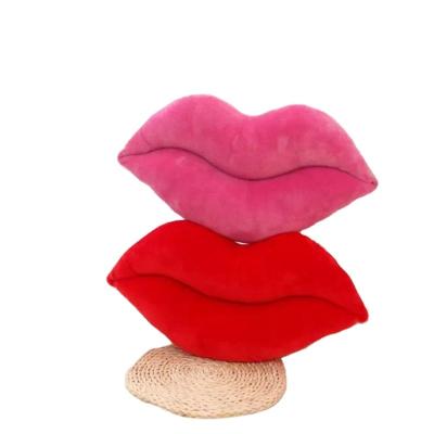 China Viable Sexy Red Lips Rest Funny Big Mouth Shape Plush Toy Pillow Home Decoration for sale