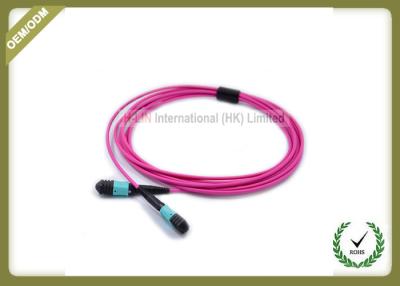 China MTP A MTP OM4 12 Núcleo Fibra óptica Patch Cord color violeta multimodo LSZH chaqueta en venta