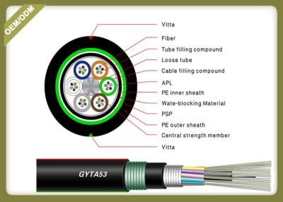 Chine GYTA53 dirigent le câble optique imperméable 12C 24C 36C 48C 72C 96C 144C Monomodo de fibre d'enfouissement à vendre