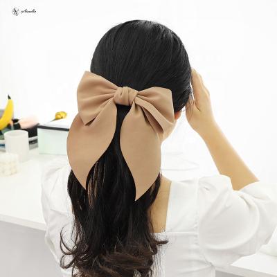 China Large Bow Knot Hair Clip Women Friendly Material Retro Chic Girls Springs Solid Butterfly Hair Clip Accessories for sale