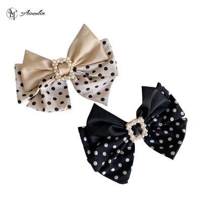 China Pearl friendly material elegant dots bow knot custom hair clips women girs hairpins korean hair accessories for sale