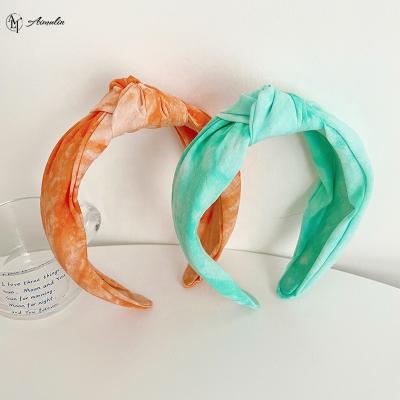 China Cheap Candy Friendly Material Color Knot Top Headbands For Women Tie Dye Girls Makeup Facial Headbands for sale