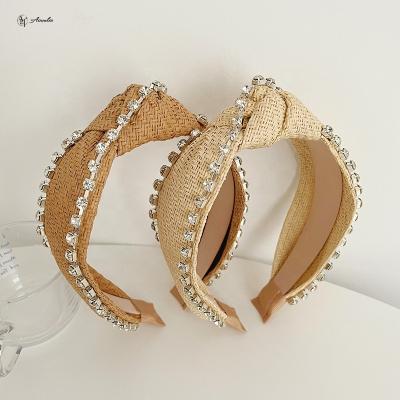 China Summer Friendly Top Knot Headbands Wholesale Price Rhinestone Material Elegant Headbands for sale