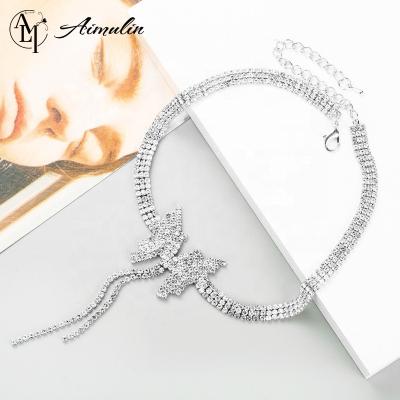 China FASHIONABLE Short Clavicle Chain Diamonds Collar Tassel Style Necklace Female Butterfly Style French Pendants Retro For Necklace for sale