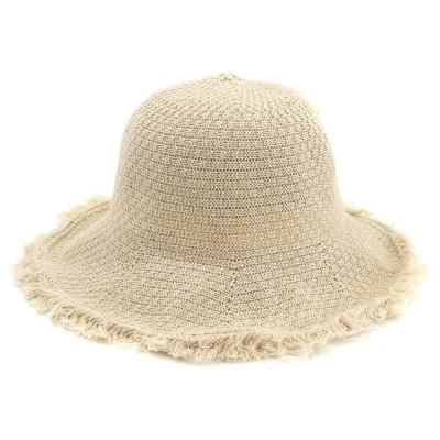 China Beautiful image women fishing hat lotus leaf bucket straw felt hat ladies summer hat for sale