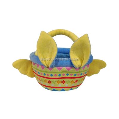 China Cute Bunny Easter Eggs Baskets For Kids Plush Toys Bunny Ears Easter Basket Gift Wholesale Sublimation for sale