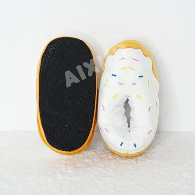 China 2022 Latest Fashion Trend Food Plush Sneaker Slippers Home Cotton Donut Plush Stuffed Pink Slippers for sale