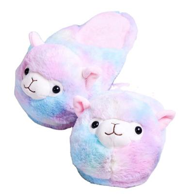 China Fashion Trend Stuffed Hot Cartoon Plush Alpaca Slippers Gifts Animal Alpaca House Slippers Kids for sale