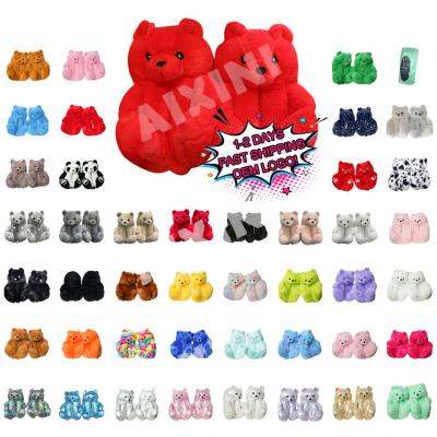 China Cheap Fashion Trend Factory Price Kids Teddy Bear Slippers USA Babu Girl Teddy Bear Slippers Warehouse One Size Fits All for sale