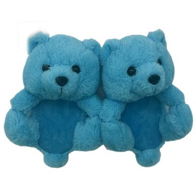 China Latest Fashion Trend Bear Slippers Winter Plush Furry Stuffed Warm Children Teddy Bear Home Slippers for sale