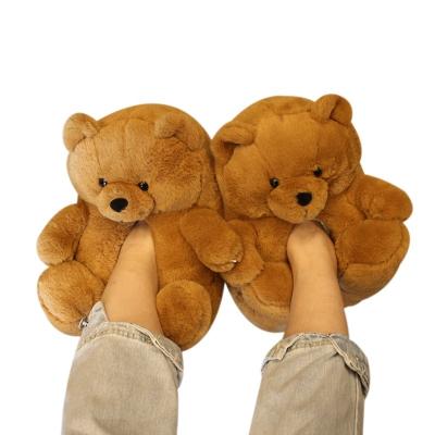 China Hot Women Teddy Bear Home Slippers Plush Bear Slippers Latest Fashion Trend 40 Colors Stuffed Bear Slippers for sale