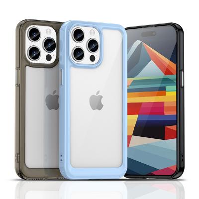 China Shockproof 2 in 1 Custom Clear OEM Logo Soft TPU PC Color Mobile Phone Cover Case with Camera Bumper for iPhone Back Shell Phone Case for sale