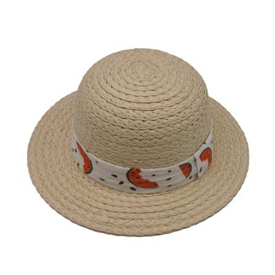 China Cute Children's Straw Hat Watermelon Print Fabric Decoration for sale