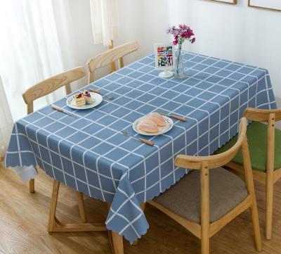 China Oilproof Pure Polyester Plaid Waterproof Household Lattice Printed Tablecloth For Dining Table for sale