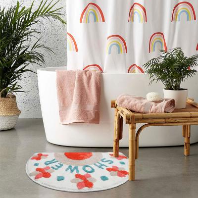 China Flower Printed Bath Mat Soft Non Slip Washable Colorful Cover Flocking Absorbent Kids Shape Custom Bath Mats for sale