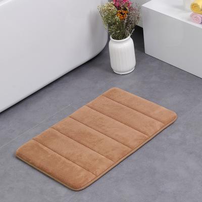 China Wholesale Contracted Sponge Washable Mat Thickness Polyester Custom Stripe Bath Mat Carpet Bathroom for sale