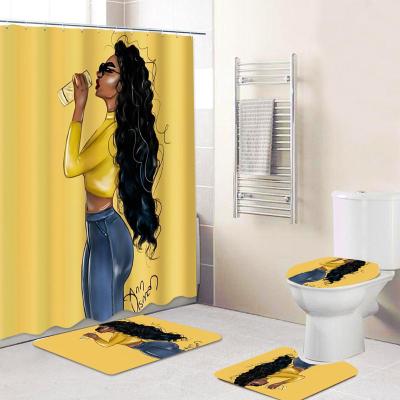 China Washable Custom Optional Soft African Style 4pc Toilet Mat Set Bath Mat Bathroom for sale